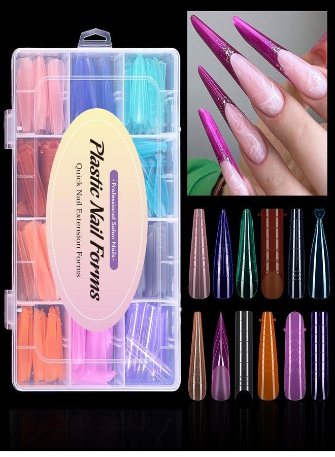 NMKL38 Dual Nail Forms for Poly Nail Gel,12 Shapes Colorful French Nail Forms, Clear Poly Gel Nail Molds for DIY Nails Extension Kit for Salon-Quality Manicures at Home 292 PCS - Image 1